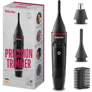 Beurer MN3X rifinitore di precisione, tagliacapelli a batteria, 3 accessori di alta qualità, rifinitore per modellare e tagliare peli di naso, orecchie e sopracciglia, impermeabile