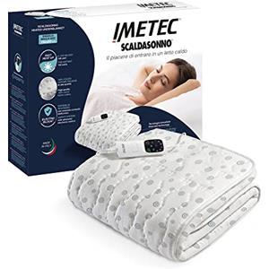 Imetec Scaldasonno Adapto singolo 150 x 80 cm, Basso consumo, Tecnologia brevettata, Riscaldamento rapido, Temperatura personalizzata, 100% cotone, Made in italy, Comando con 6 temperature