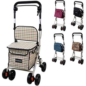 Mobiclinic®, Deambulatore pieghevole per anziani, Carrello spesa, 21 l, Coliseo, Marchio europeo, Con borsa della e freni, Sedile imbottito, Monoleva, Acciaio (immagini)