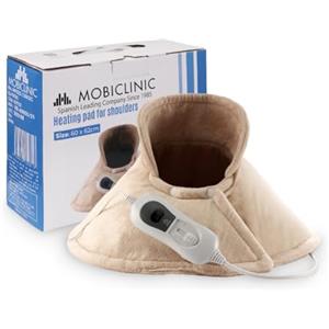 Mobiclinic, Termoforo cervicale e spalle, Cuscino termico, Marchio europeo, 3 livelli di temperatura, Spegnimento automatico, Lavabile, Antisurriscaldamento, Max.30º, 62x60, Beige