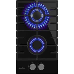 Cecotec Piano Cottura Gas Butano e Naturale 2 Fuochi Bolero Squad G 2200F Glass Black. 5250W, Vetro Nero, Griglie Complete Ghisa, WOK Tripla Corona, Accensione Elettrica, Sistema di Sicurezza