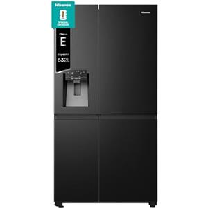 Hisense RS818N4TFE Frigorifero Side By Side, 632 L, Classe E, Black Inox, Display Touch con Voice Control