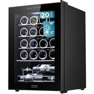 Cecotec Cantinetta Vino Bolero GrandSommelier 2050 Black Compressor. 20 Bottiglie, Compressore, 5-18ºC, Controllo Touch, ideale per mantenere i tuoi vini alla temperatura perfetta.