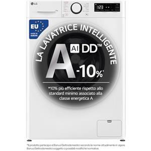 LG AI DD F4R3010NSWW Lavatrice Classe A -10%, Carica Frontale Serie R3, Lavatrice 10kg, 1400 giri, AIWash, Lavaggio a vapore, Motore Direct Drive, Smart Diagnosis, Libera installazione, Bianca