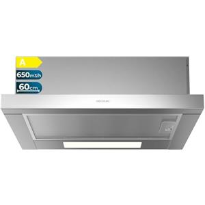 Cecotec Cappa aspirante telescopica da 60 cm Bolero Flux TLM 606500 Inox A. Motore 165 W, potenza di aspirazione 650 m3/h, controllo meccanico, 2 livelli di potenza, luce e filtro al carbonio, Inox