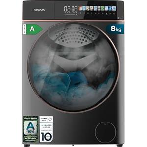 Cecotec Lavatrice 8Kg Carica Frontale Bolero DressCode 8900 Inverter FullColor Steel A. Acciaio 1400 Giri, Schermo 10,3", 11 Programmi, Inverter, SteamMax, Classe A