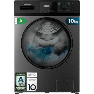 Cecotec Lavatrice Carica Frontale 10Kg Bolero DressCode 10411 Inverter Steel. 1950W, 1400rpm, 16 Programmi, Motore Inverter Plus, Classe A, KidLock, Avvio Ritardato, SteamMax, DrumClean, Stop&Go, Inox