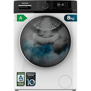Cecotec Lavatrice Carica Frontale 8kg Bolero Dresscode 8610 Inverter A. 1400 Giri/Min, Motore Inverter Plus, 15 Programmi, Funzione Vapore, Classe A, Display LED, Sicurezza Bambini