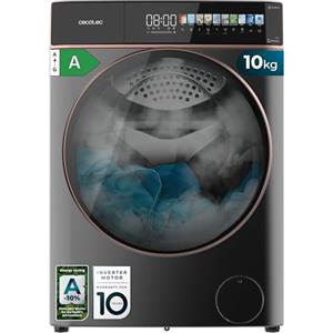 Cecotec Lavatrice 8Kg Carica Frontale Bolero DressCode 8900 Inverter FullColor Steel A. Acciaio 1400 Giri, Schermo 10,3", 11 Programmi, Inverter, SteamMax, Classe A