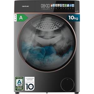 Cecotec Lavatrice 8Kg Carica Frontale Bolero DressCode 8900 Inverter FullColor Steel A. Acciaio 1400 Giri, Schermo 10,3", 11 Programmi, Inverter, SteamMax, Classe A