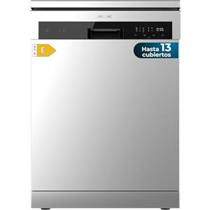Cecotec Lavastoviglie Libera Installazione 60cm Bolero Aguazero 6110 Inox. 1850W, 13 Coperti e 6 Programmi, Funzione Mezza Carica, Programma 3 in 1, Avvio Ritardato, Dry+, FullTouch e ChildLock, Inox