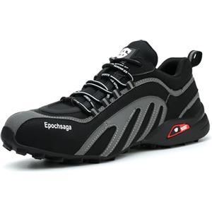 Epochsaga Scarpe di Sicurezza da Uomo con Punta d'Acciaio Sneakers Leggere da Uomo in Acciaio Costruzione Industriale (Nero, Adulto, Uomo, 44, Numero, Sistema Taglie Calzature EU, Media)