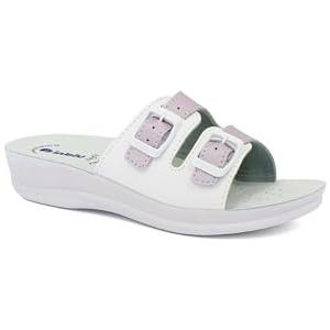 inblu Ciabatte Donna a Doppia Fascia Colorata con Fibbie Regolabili, Plantare Anatomico, dal 35 al 41, Sandali, Platino, 40 EU