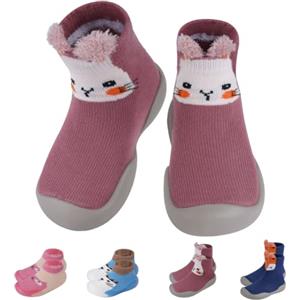 Aolso Scarpe Calzino per Bambini,Scarpine Primi Passi,Antiscivolo Scarpe Primi Passi Bimbo con Suola in Gomma,Unisex Scarpine Bambino con Cartone Animato-Gatti (22/23)