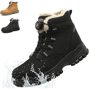 NACKINg Scarpe Antinfortunistiche Invernali Uomo Donna Impermeabili Scarpe da Lavoro con Imbottitura Calda Stivali di Sicurezza Antiscivolo Lacci con Bottoni, Nero, EU 41