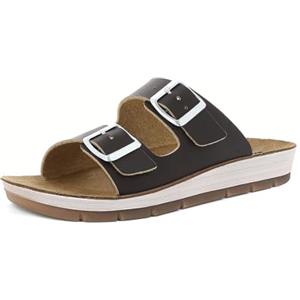 inblu Ciabatte Donna a Doppia Fascia con Maxi Fibbie e Plantare in Vera Pelle, dal 35 al 41, Sandali, Nero, 37 EU