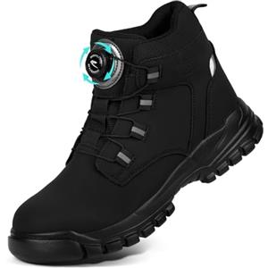 AOOSU Scarpe Antinfortunistiche Uomo Donna, Sicurezza Scarpe da Lavoro, Pelle Sportive Sicurezza Scarpe con Punta in Acciaio Invernali Scarpe Protettive Industriali Antiscivolo (45EU)