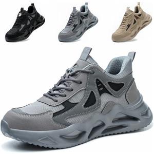 NACKINg Scarpe Antinfortunistiche Uomo Donna Scarpe da Lavoro con Punta in Acciaio Leggere Scarpe Sicurezza Traspiranti Scarpe da Cantiere, Grigio, EU 42