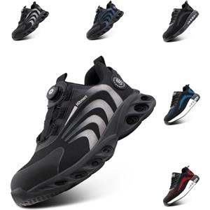 Hitmars Scarpe Antinfortunistiche Uomo Donna Scarpe da Lavoro Uomo Leggere Punta in Acciaio Scarpa Antinfortunistica S1p S1 S2 S3 SRC Antiscivolo Grigio HS23 Gr.43