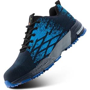 Loiston Scarpe Antinfortunistiche Uomo Donna da Lavoro Uomo Leggere Scarpa Antinfortunistica Punta in Acciaio Estive Antiscivolo Blu K04 Gr.38