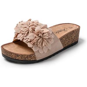 JOMIX Ciabatte Donna Estive Zeppa in Sughero Sandali Comodi Eleganti con Fiore Leggeri e Antiscivolo da Mare Spiaggia Casa Tempo Libero SD9172 Rosa 37