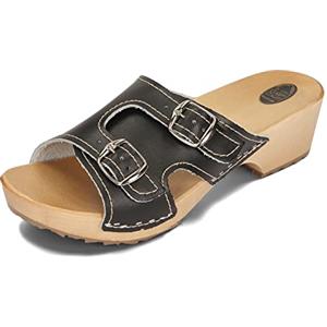 BeComfy Ciabatte da Donna in Legno Zoccoli Scarpe con Tacco Scarpe in Legno Sandali Pelle Zoccoli da Giardino Muli Nero Bianco 36-41 EU (Bianco, Numeric_35)