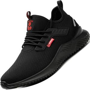 SUADEX Scarpe Antinfortunistica Uomo Donna Leggere Scarpe da Lavoro con Punta in Acciaio Scarpe Sportive di Sicurezza Unisex,2 Nero,EU47