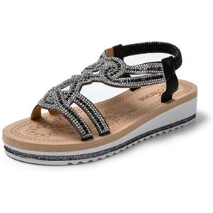 JOMIX Sandali Donna Estive Eleganti Sandali Donna Tacco Bassi Comodi Morbidi SD9026 Nero 36