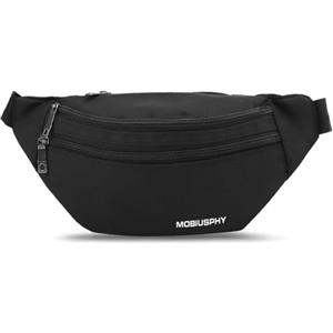 MOBIUSPHY Marsupio Donna Uomo, Marsupio Sportivo Running Cintura Corsa impermeabile Grande Ciclismo Viaggio Regolabile Singola Spalla per Escursioni Viaggi, Corsa, Tour in Bicicletta (Nero)