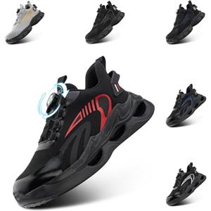 Loiston Scarpe Antinfortunistiche Uomo Donna Scarpe da Lavoro Antinfortunistica Sneakers Punta Acciaio Antiforatura Antiscivolo Leggere GK817 Rosso EU 43
