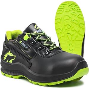 BWOLF S3 Scarpe Antinfortunistiche Uomo S3 Scarpe Antinfortunistiche Donna S3 Scarpe da Lavoro Uomo S3 Antiscivolo con Tecnologia Grip 4x4, Nero HI S3/Verde, 45 EU