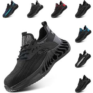 Hitmars Scarpe Antinfortunistiche Uomo Donna da Lavoro Uomo Leggere Scarpa Antinfortunistica Punta in Acciaio Estive Antiscivolo s1p s1 s2 s3 SRC 1 Nero EU 39