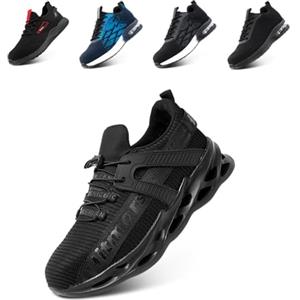 Loiston Scarpe Antinfortunistiche Uomo Scarpe Antinfortunistica Donna Sneakers Lavoro Punta Acciaio Antiscivolo Antiforatura Leggere GK187 Nero EU 46
