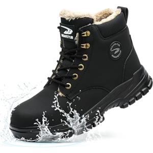 NACKINg Scarpe Antinfortunistiche Invernali Uomo Donna Impermeabili Scarpe da Lavoro con Imbottitura Calda Stivali di Sicurezza Antiscivolo, Nero, EU 39