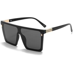Dollger Square Oversized Occhiali da sole per donne e uomini Trendy Flat Top Big Black Shades UV400 Sunnies, Nero , m