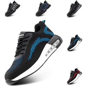 Loiston Scarpe Antinfortunistiche Uomo Scarpe da Lavoro Donna Punta in Acciaio S1p S1 S2 S3 SRC Scarpa Antinfortunistica Uomo Sicurezza Leggere Blu K03 Gr.45