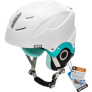 meteor Casco da Sci Invernale e da Snowboard per Bambini, Giovani e Adulti Regolabile Ski Helmet per gli Sport Invernali, Skate e Alpinismo (S 53-55 cm, bianco/menta)