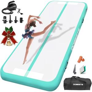 DOBESTS Airtrack Tumbling Matte, tappetino da ginnastica con pompa ad aria, 2/3/4/5/6m tappetino da allenamento con borsa per il trasporto (verde, 500x100x10 cm)