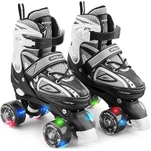 Apollo Super Quad X PRO, Pattini a rotelle LED per Bambini e Ragazzi, Ideali per Principianti, Comodi Pattini a rotelle per Bambine e Bambini