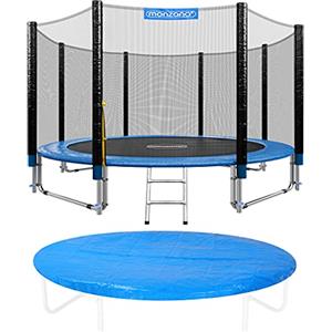 MONZANA® Trampolino Ø 244/305/366/426cm Set Completo Tappeto Elastico Rete Sicurezza Scala Copertura Pioggia Trampolini