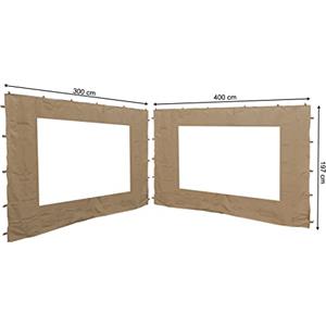 QUICK STAR 2 Pannelli Laterali con finestrella PE 300 / 400x195cm Beige per Gazebo 3x4m