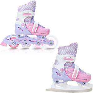 RAVEN 2in1 Pattini da ghiaccio Pattini in linea per bambini ragazze regolabili (Loret Lila/Pink, 34-37 (21,5cm-24cm))