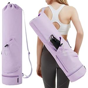 sportsnew Borsa da Yoga Donna Borsa Yoga Porta Tappetino Adatto Per la Sala Fitness Pilates Spallacci Regolabili Fondo Indipendente Cerniera Scomparto Umido, Viola (Attesa Brevetto)