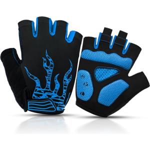 BTNEEU Guanti MTB Senza Dita Guanti Bici Gel Antiurto Antiscivolo, Mezze Dita Guanti Ciclismo Estivi Uomo Donna, Traspirante Guanti Sportivi Guanti Bicicletta per Outdoor Sport (Blu-B,L)
