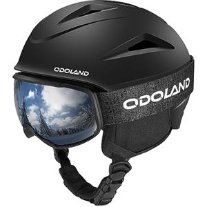 Odoland Kit di Casco Sci con Maschera, Casco Snowboard con Occhiali Sci per Uomini Donne e Giovani Unisex, Antiurto e Antivento, Set di Attrezzatura da Sci per Sport Invernali,BS