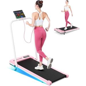 Dskeuzeew Tapis Roulant Elettrico Pieghevole Salvaspazio Walking Pad 8 km/h Tapis Roulant Extra Large (39 cm), Telaio Rinforzato, Schermo LCD, Tapis Roulant (Rosa)
