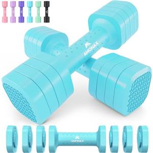 Amonax Pesi Palestra Manubri Regolabili 4 in 1, Set di pesas 1kg/1.5kg/2kg/2.5kg per Uomo e Donna, Kit Pesi Palestra per Casa, Manubri Palestra Compatti per Allenamento di Forza e Fitness Quotidiano