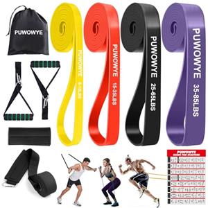 PUWOWYE Elastici Fitness con Ancoraggio Porta, Maniglia e Copertura Protettiva - Bande Elastiche per Yoga, Potenziamento Muscolare e Allenamento Della Forza