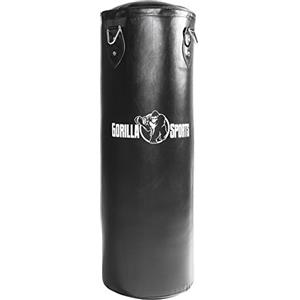 GORILLA SPORTS® Sacco da Boxe Riempito - 120 cm, 37 kg, Pieno, Catena, 4 Moschettoni, Pelle, Acciaio, Nero - Sacchi da Kick Boxing, Punching, Fitness, Muay Thai, Box per Adulti, Punching Bag