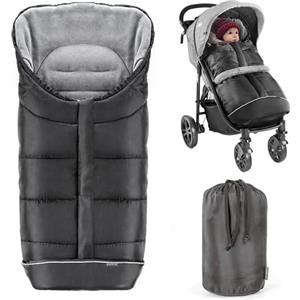 Zamboo Sacco Termico Passeggino Universale, Sacco Coprigambe Passeggino Universale Invernale, Antiscivolo, Pile, Bande Riflettenti, Borsa - Nero